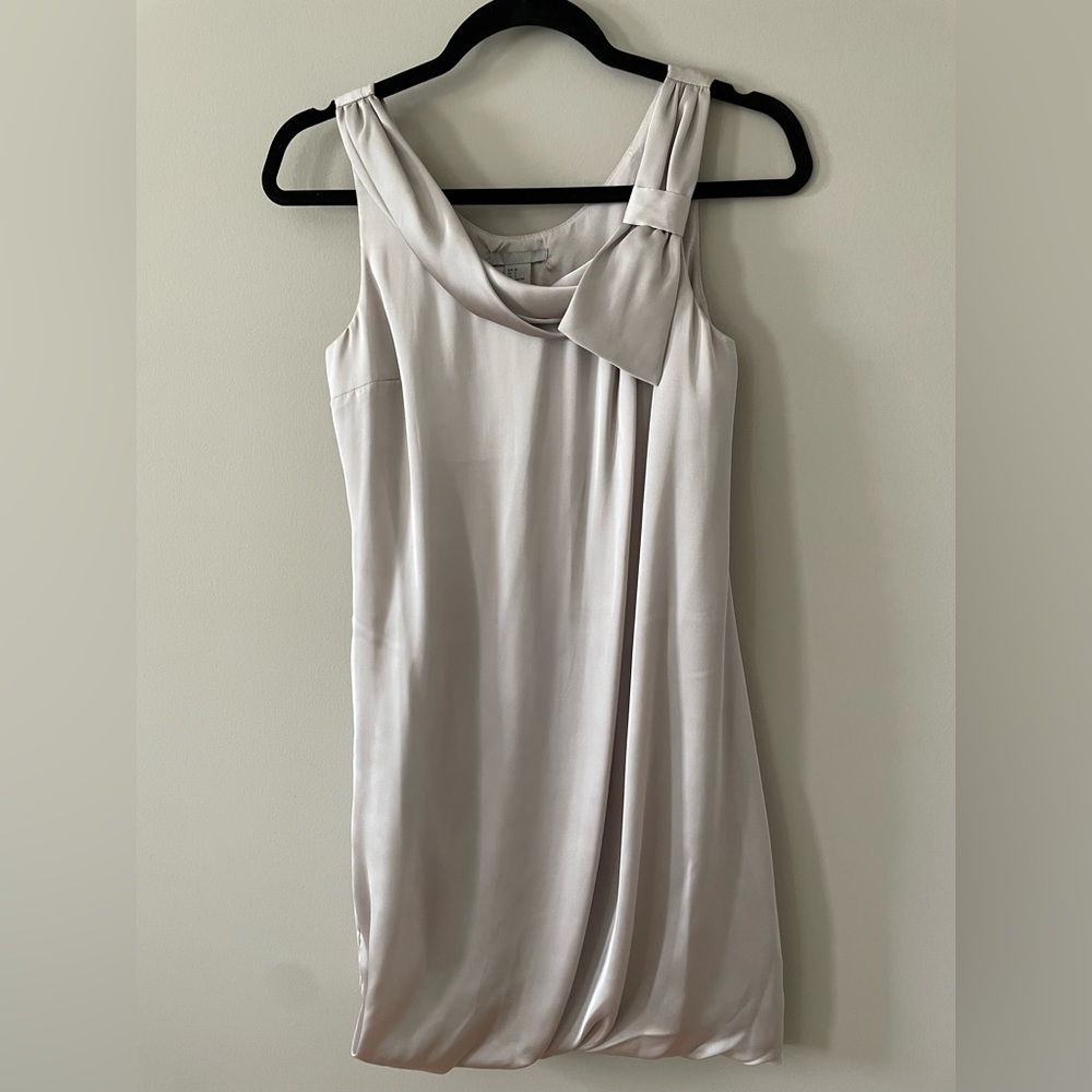 Size 2 H&M Silver Satin Mini Swing Dress